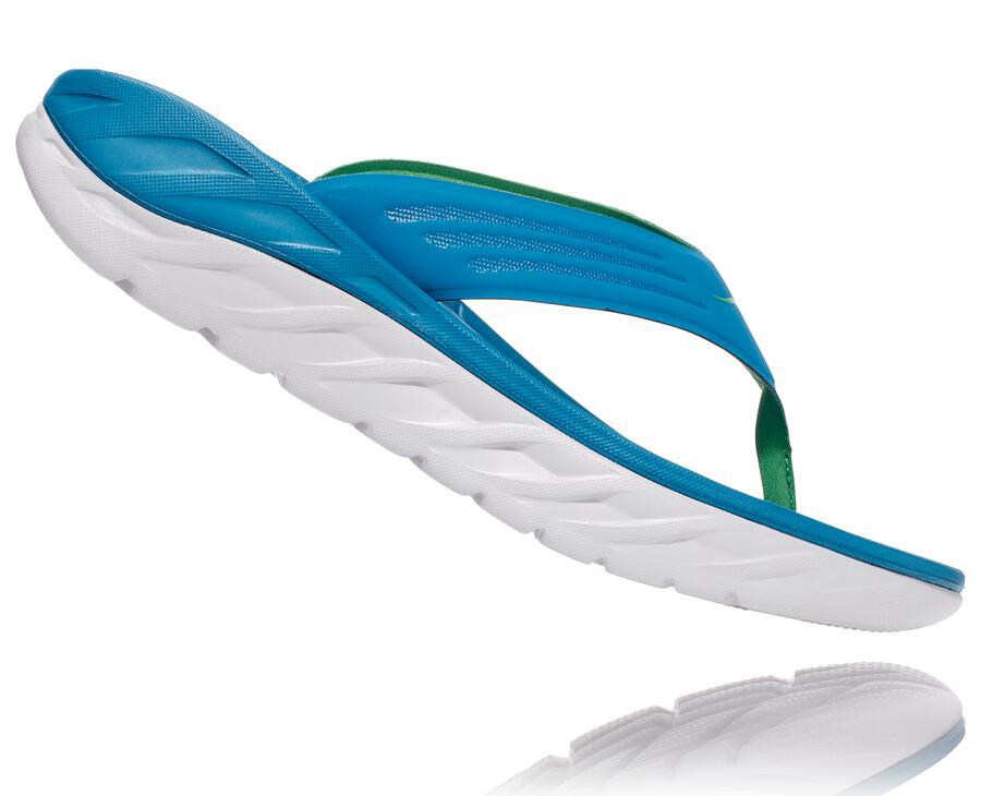 Hoka Australia One One ORA Recovery Flip - Mens Sandals Blue/White - UYARM-3298